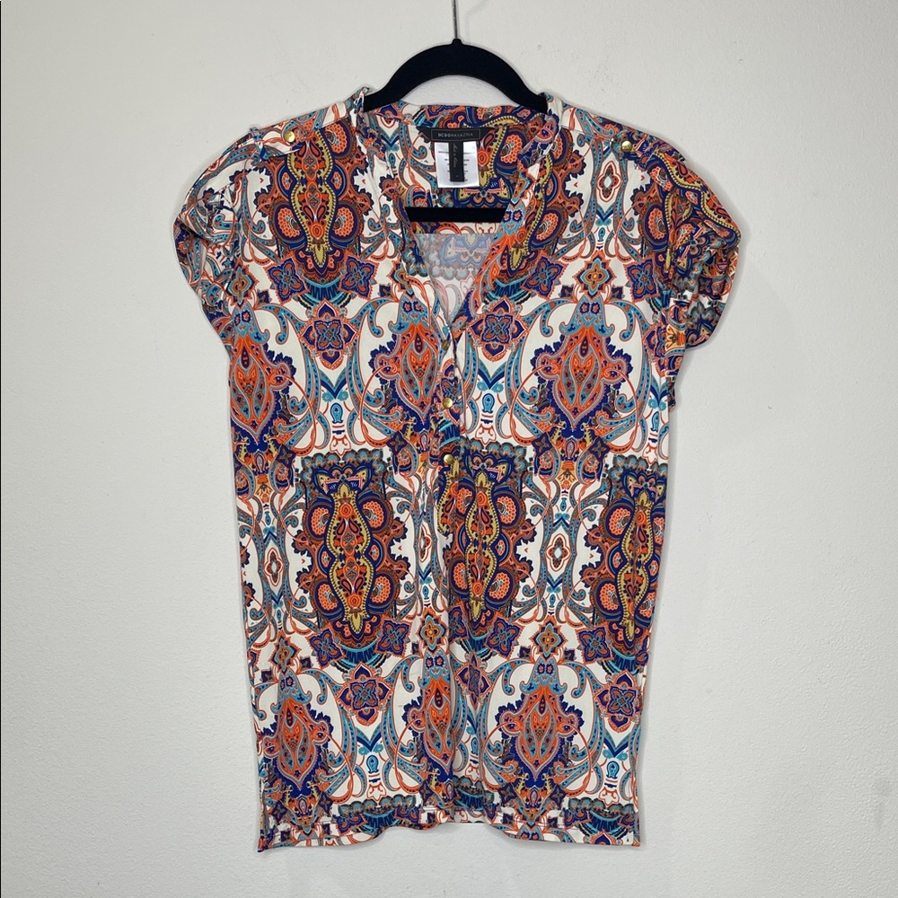 BCBGMaxAzria Colorful Paisley Print Women's Top